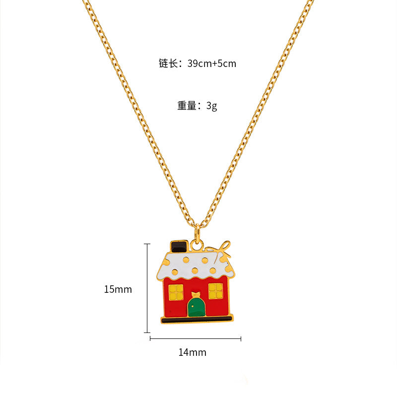 Wholesale Christmas Elk Snowman Bell Necklace